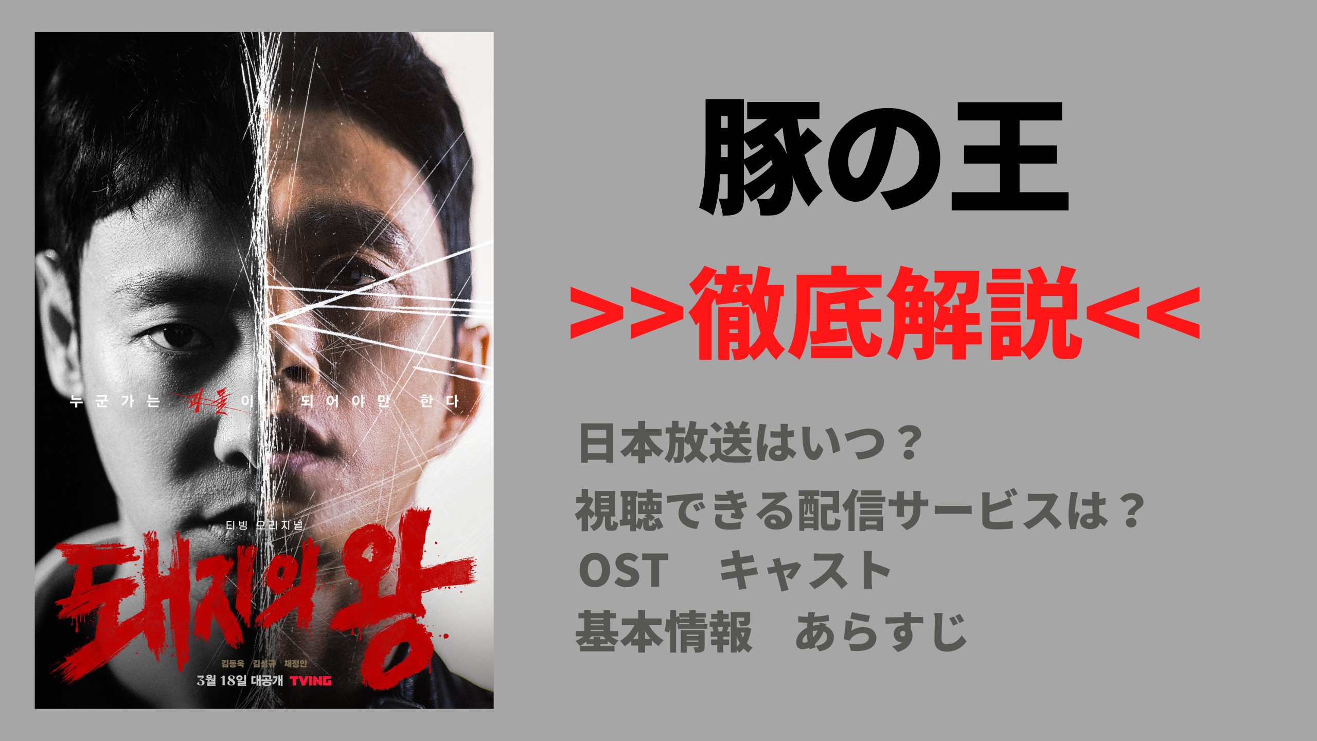 キムドンウク キムソンギュ主演ドラマ 韓国ドラマ 豚の王 キャスト あらすじ 基本情報は Netflixなどで配信はある Mogyu 韓ドラ情報をまるっとお届け